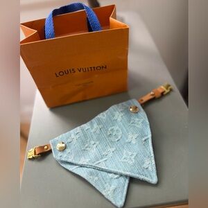 Louis Vuitton Light Blue Denim Monogram Bandana with Gold-Tone Accents